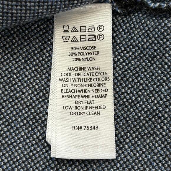 NWT Tahari Funnel Neck Micro Striped Long Sleeve Gray Sweater Sz L MSRP $98 - Picture 6 of 7